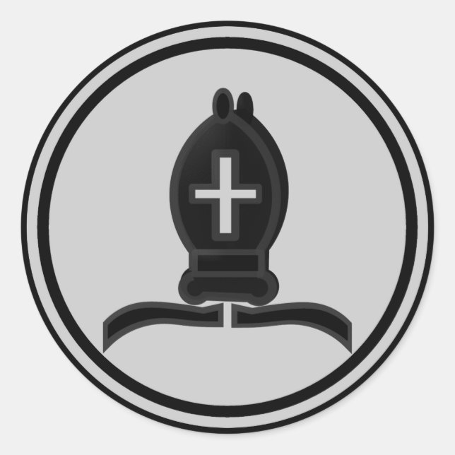 Sticker Rond Pièce d'échec de l'évêque noir (Devant)