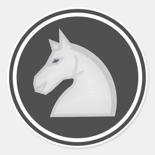 Sticker Rond Pièce d'échecs du chevalier blanc (Devant)