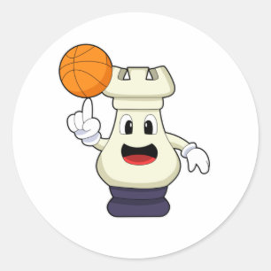 Sticker Rond Pièce d'échecs Rook à Basketball Sports