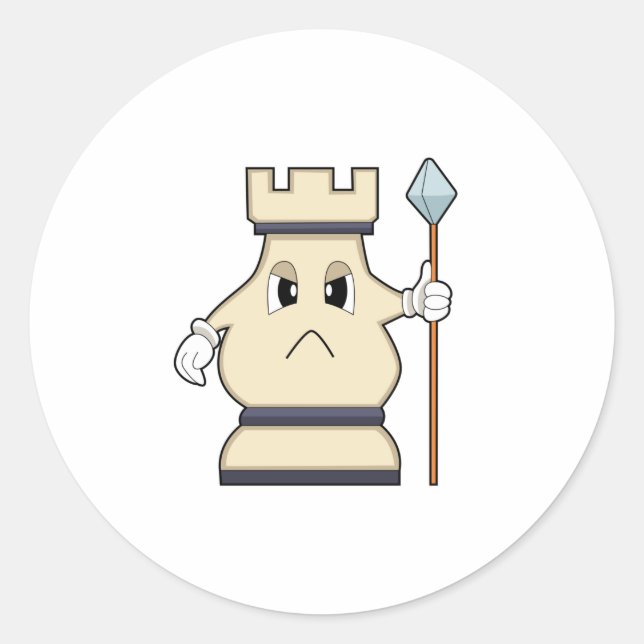 Sticker Rond Pièce d'échecs Rook à Chess.PNG (Devant)
