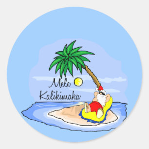 Sticker Rond Pièce en t hawaïenne 5 de Noël de se baigner de
