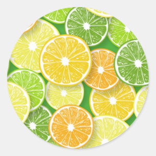 Sticker Rond Pièces de fruits d'agrumes pop art 3