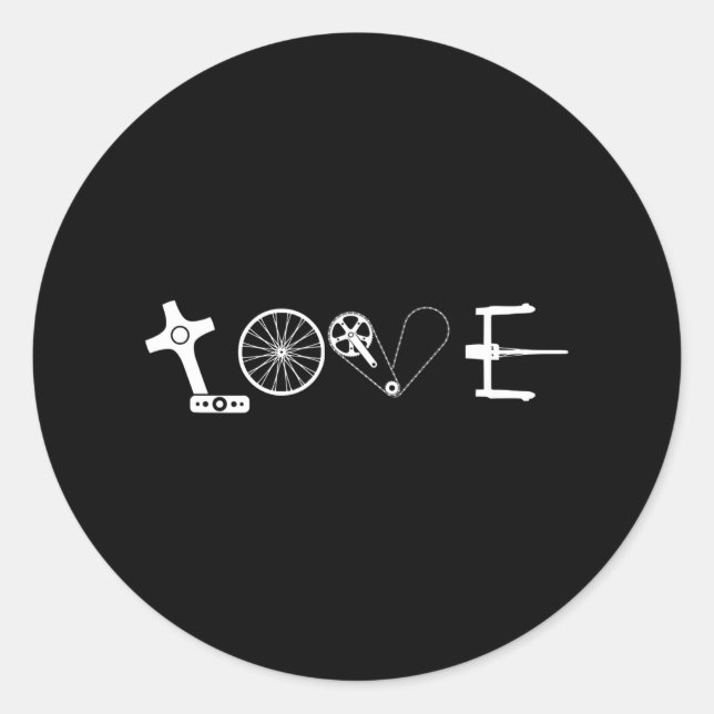 Sticker Rond Pièces de vélo Aimer Vélos de vélo (Devant)