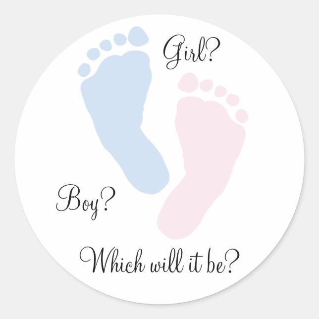 Sticker Rond Pieds bébé Empreinte Sexe Révélation (Devant)