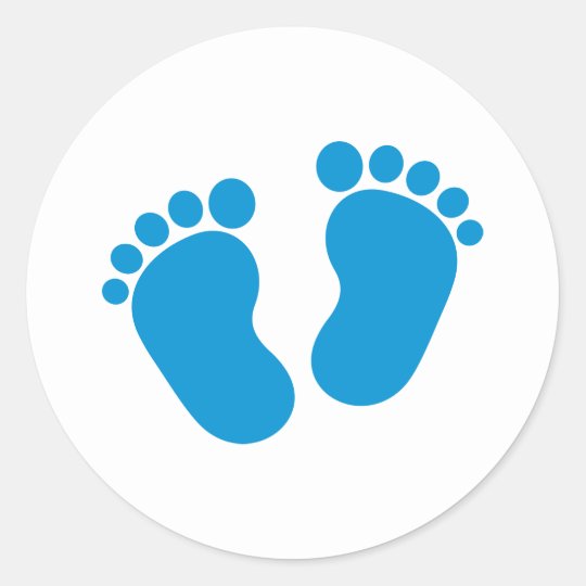 Sticker Rond Pieds De Bebe Bleu Zazzle Ca