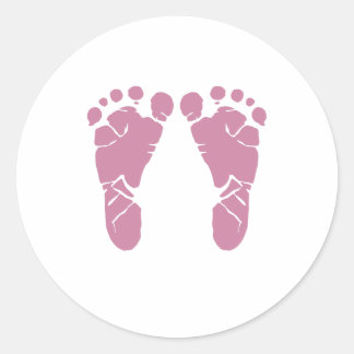Sticker Rond Pieds de bébé roses