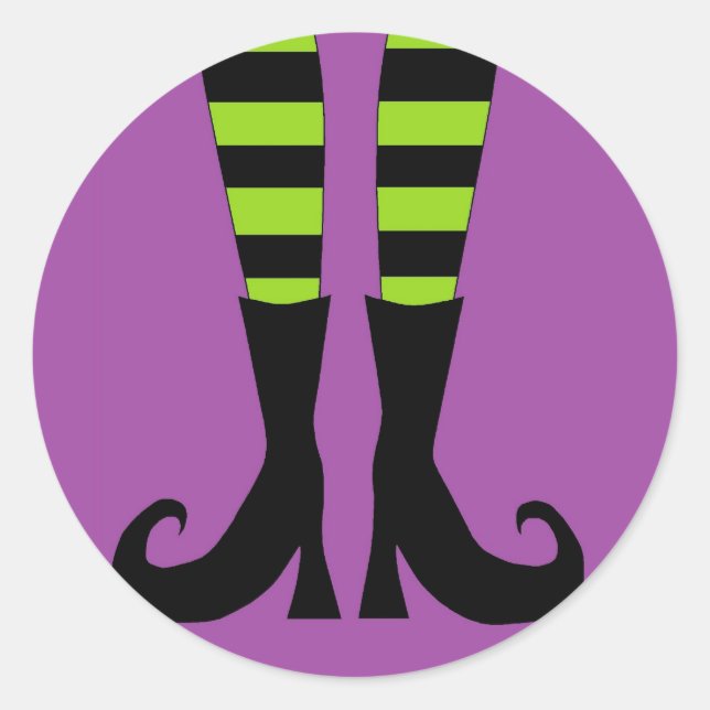 Sticker Rond Pieds de sorcière d'Halloween (Devant)