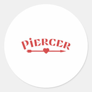 Sticker Rond Piercer Flèche Coeur professionnel Piercing Shop R