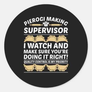 Sticker Rond Pierogi faisant le contrôle de qualité de