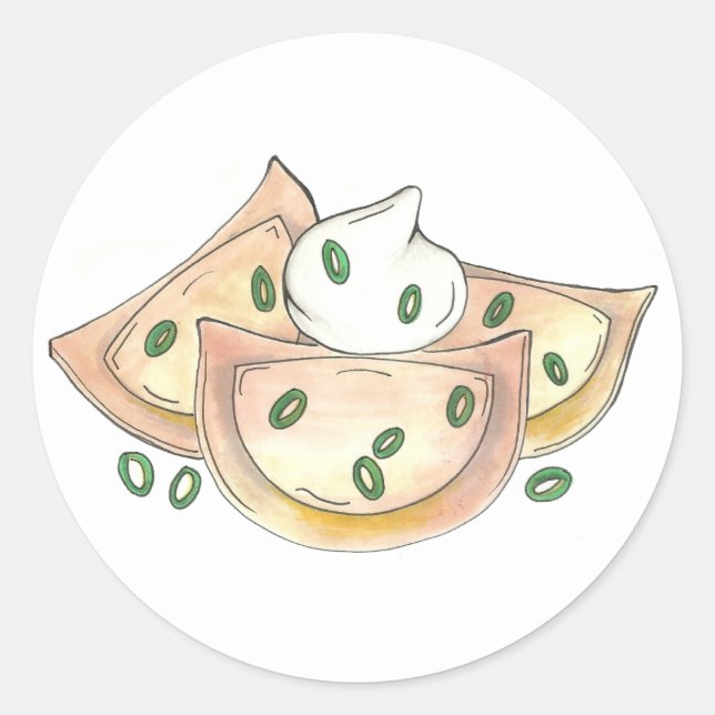 Sticker Rond Piérogies Cuisine polonaise Pommes de terre Plante (Devant)