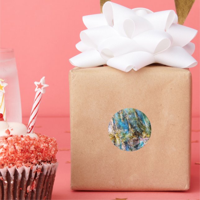 Sticker Rond Pierre blanche bleue (Fête)