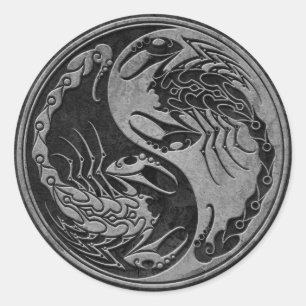 Sticker Rond Pierre foncée Yin Yang Scorpions