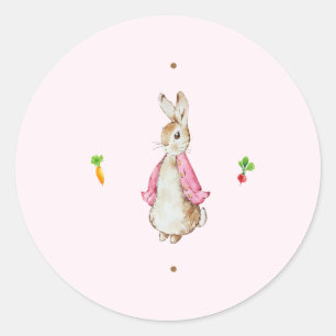 Sticker Rond Pierre rose simple, lapin