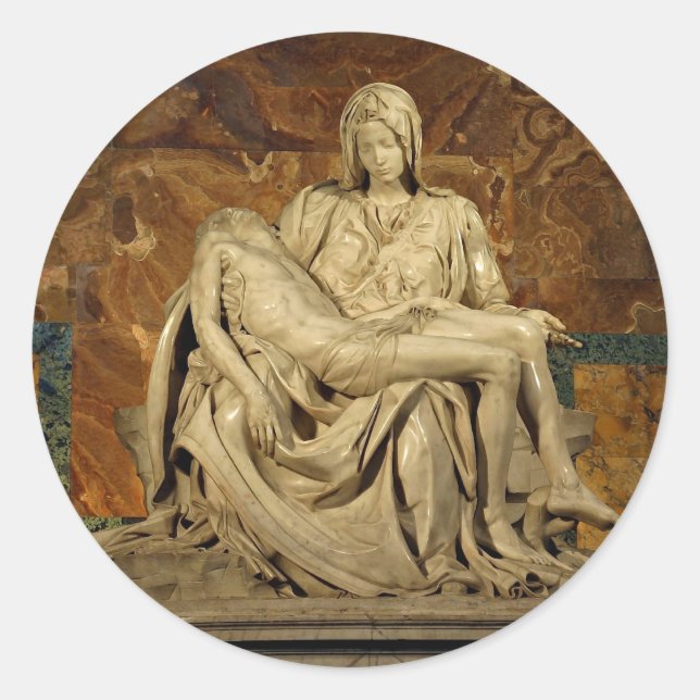 Sticker Rond Pieta de Michel-Ange dans la basilique Saint-Pierr (Devant)