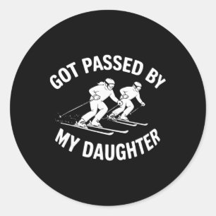 Sticker Rond Piétiné par ma fille drôle de ski _78 