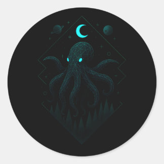Sticker Rond Pieuvre Astrale - Intelligence Cosmique