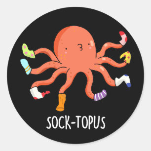 Sticker Rond Pieuvre Drôle Avec Chaussettes Pun