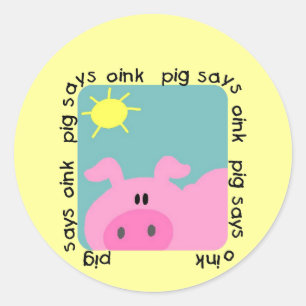 Sticker Rond Pig dit des t-shirts et cadeaux roses