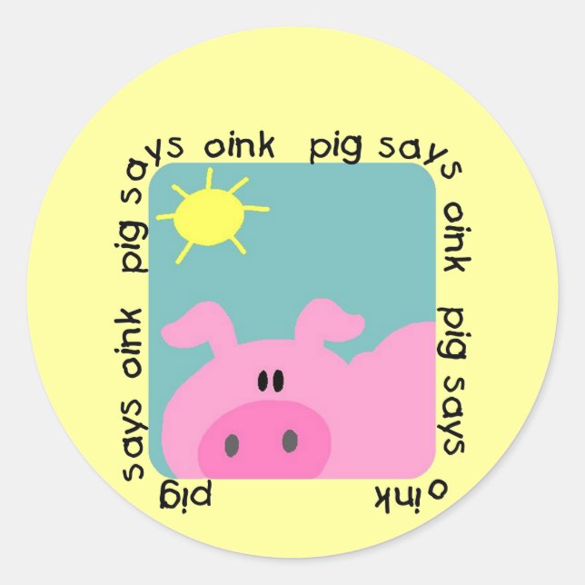 Sticker Rond Pig dit des t-shirts et cadeaux roses (Devant)