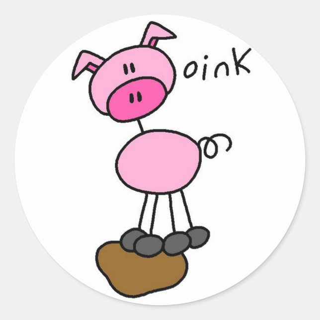 Sticker Rond Pig dit T-shirts et cadeaux roses (Devant)