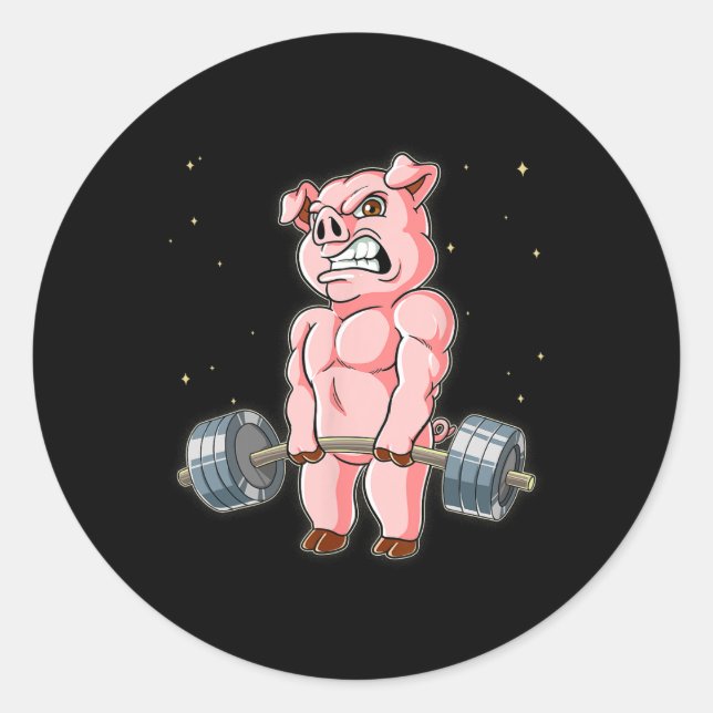Sticker Rond Pig Gym Entraînement Poids Décharge (Devant)