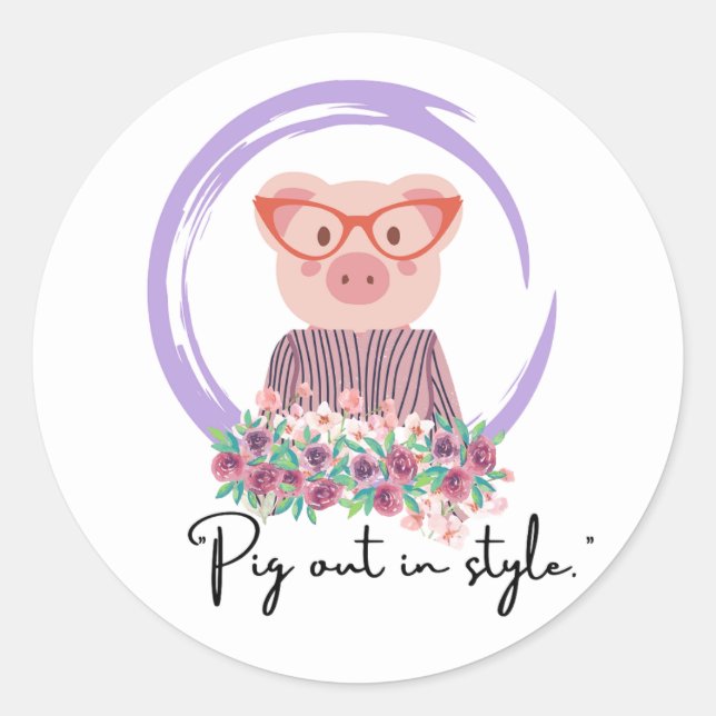 STICKER ROND PIG OUVERT DANS STYLE PIG DEVIS (Devant)