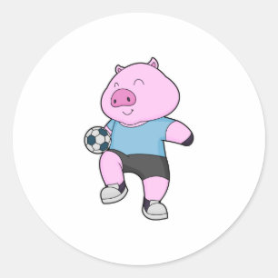 Sticker Rond Pig Soccer joueur Soccer