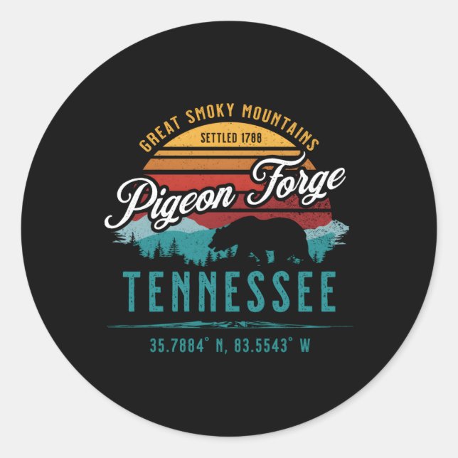 Sticker Rond Pigeon Forge Tennessee Great Smoky Mountains Ours (Devant)