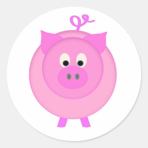 Sticker Rond Piggy Pig