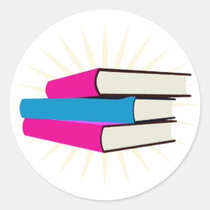Sticker Rond Pile de livres