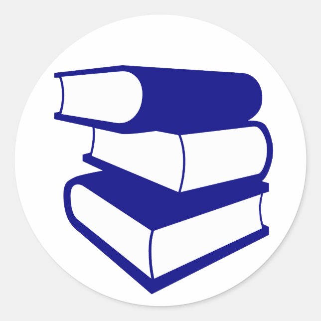 Sticker Rond Pile De Livres Bleus (Devant)