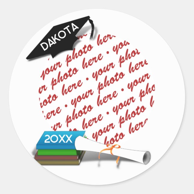 Sticker Rond Pile de livres de Casquette de deuxième année - Di (Devant)