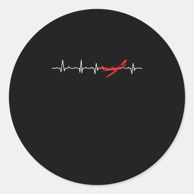 Sticker Rond Pilot Heartbeat Aviator Flight Engineers Airplane  (Devant)