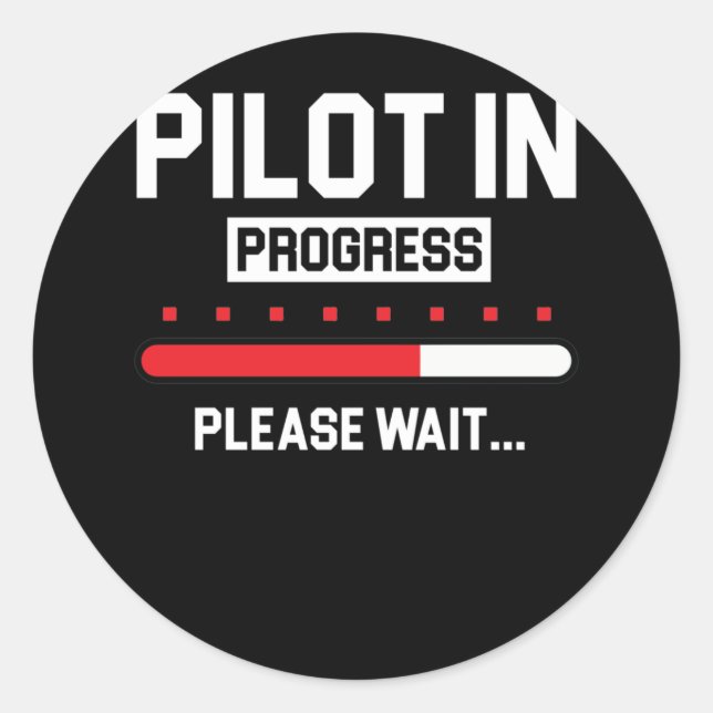 Sticker Rond Pilot In Progress Flight School Student (Devant)
