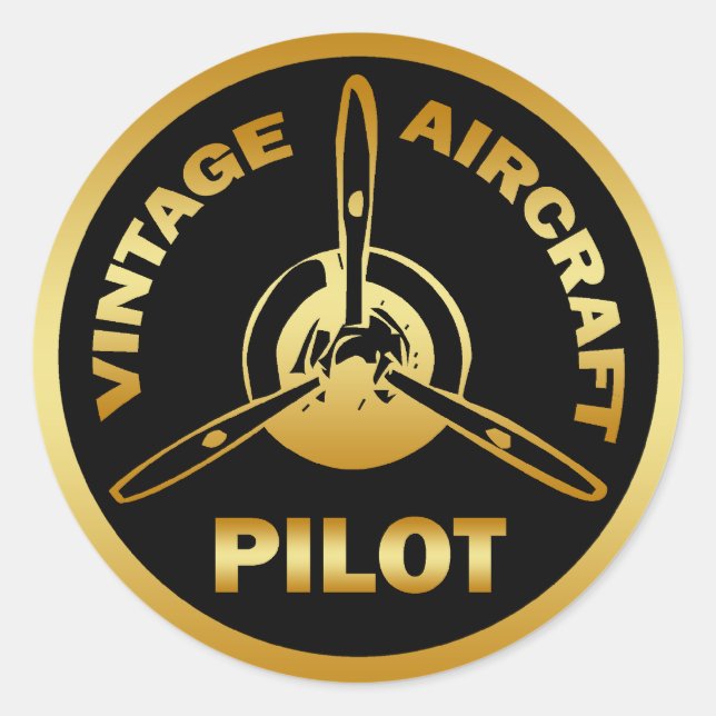 Sticker Rond PILOTE D'AÉRONEF vintage (Devant)