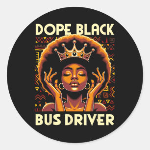 Sticker Rond Pilote de bus noir drogue Afro-Américain Afro Mela