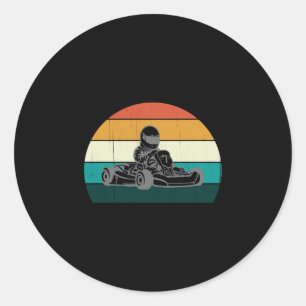 Sticker Rond Pilote de karting_ karting vintage cool_ pilote de