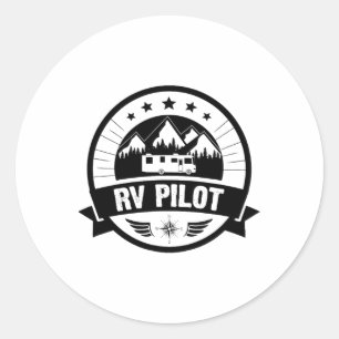 Sticker Rond Pilote de VR drôle de motorhome Voyage en VR pour 