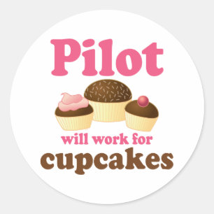 Sticker Rond Pilote d'occupation du gâteau au chocolat mignon