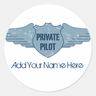 Sticker Rond Pilote privé - Ailes bleues
