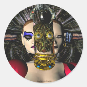 Sticker Rond PILOTE SPACESHIP ANDROID XENIA, Science-fiction