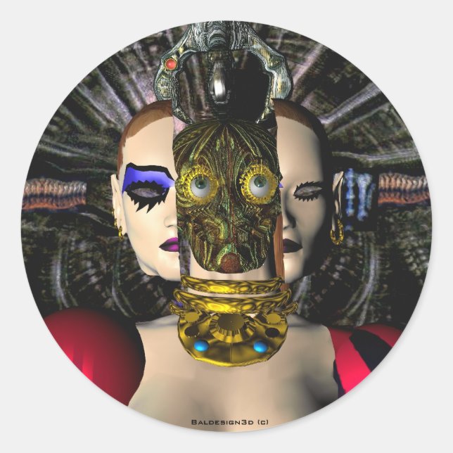 Sticker Rond PILOTE SPACESHIP ANDROID XENIA, Science-fiction (Devant)