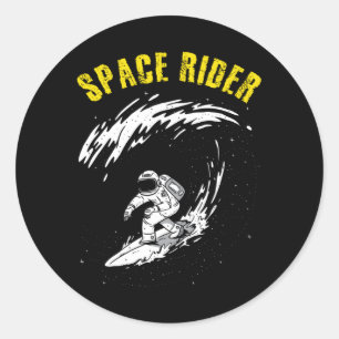 Sticker Rond Pilote spatial astronaute de surf