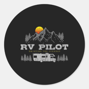 Sticker Rond Pilotes de camping-car Vintage Montagne Road Tri