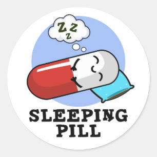 Sticker Rond Pilule de couchage amusant médicament jeu