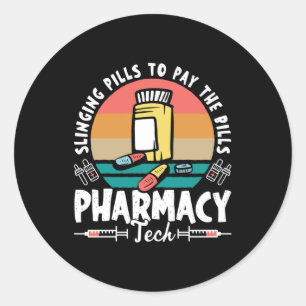 Sticker Rond Pilules de façade Technicien en pharmacie Pharmaci