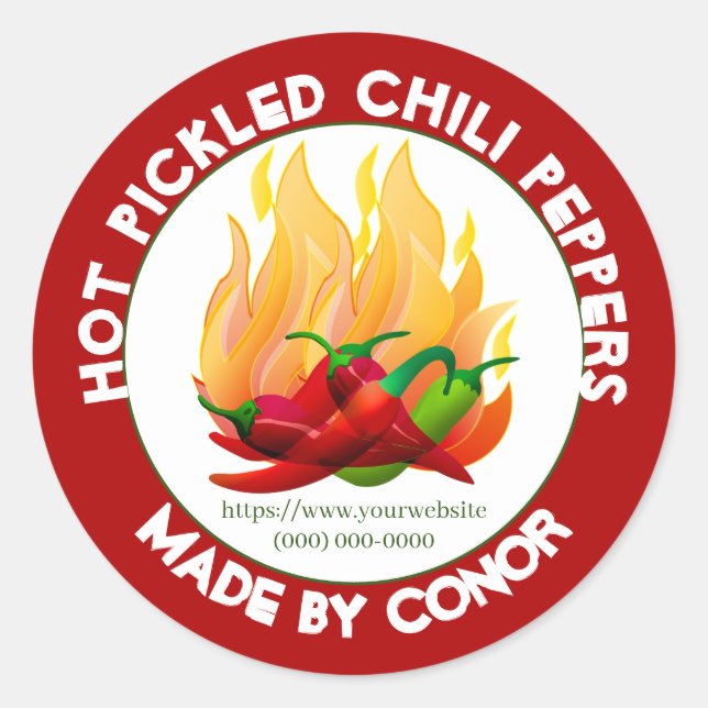 Sticker Rond Piment Fort Pickled Flame Classique Bâton Rond (Devant)