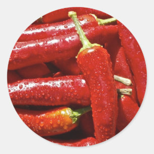 Sticker Rond Piments piment chauds rouges
