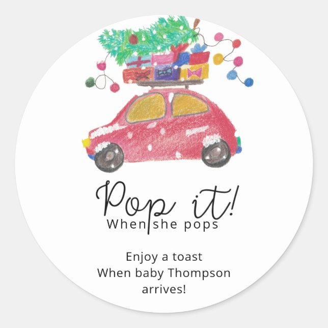 Sticker Rond Pin arbre sur voiture rouge Pop it (Devant)