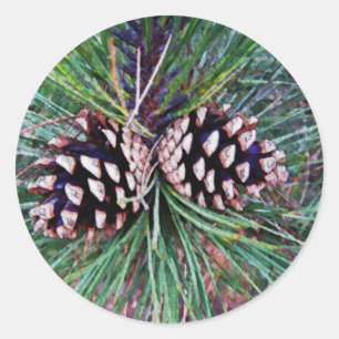 Sticker Rond Pin d'hiver